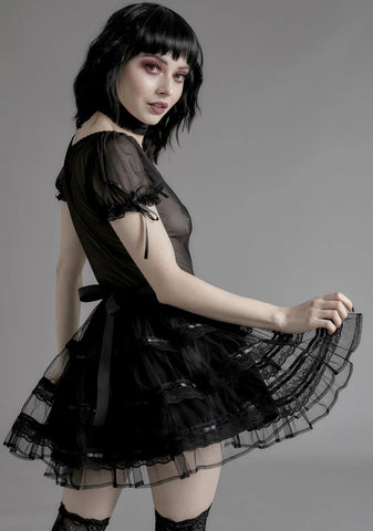 Unholy Grail Tulle Mini Skirt - Black