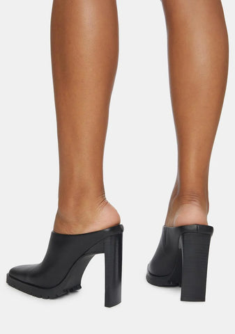 Synth Genuine Leather Square Toe Mules