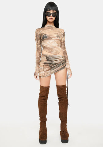 Atmosphere Rockslide Print Mesh Top