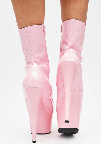 Adore-1020 Platform Ankle Boots-Baby Pink