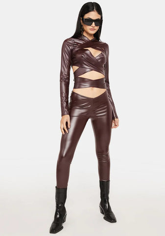 Vamp Go Outside Vegan Leather Pants Set