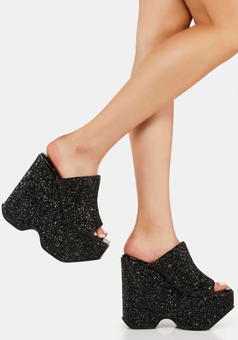 Black Rezza Wedge Heels