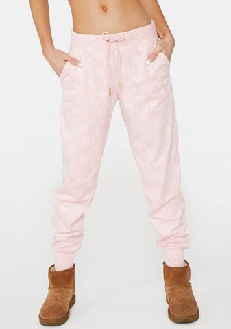 Whisper Pink Embossed Velour Pants