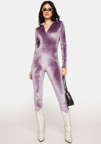 Violet How Dare You V Neck Catsuit