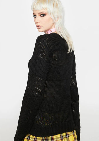 Open Stripe Knit Sweater