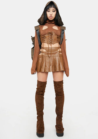 Atmosphere Pleated Vegan Leather Skirt