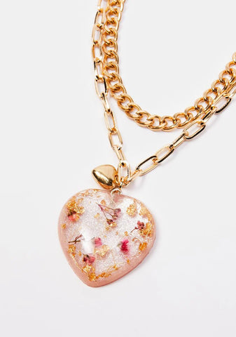 Singing Again Heart Chain Necklace