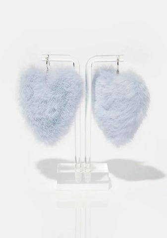 Seeking Love Faux Fur Heart Earrings