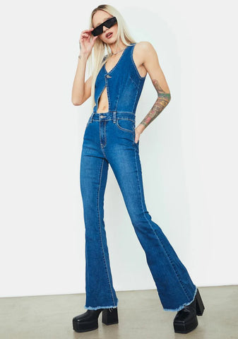 Destination Anywhere Denim Flare Jumpsuit
