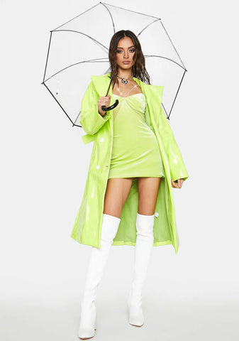 Lime Main Attraction Velvet Mini Dress