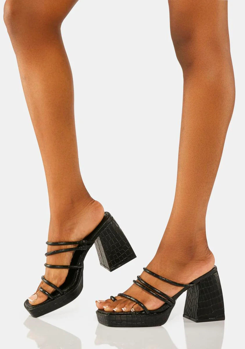 Black Omara Strappy Platform Heels