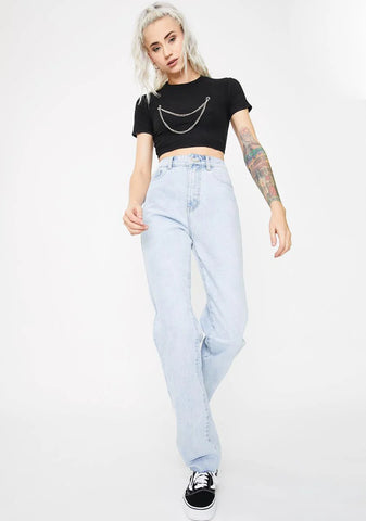 Straight Leg Slim Denim Jeans
