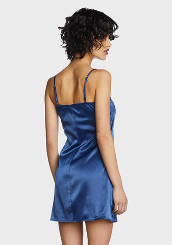 Navy Satin Corset Mini Dress