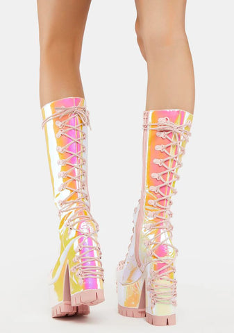 Sweet Lucid Daydream Lace-Up Boots