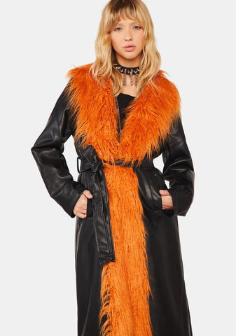 Yaz Faux Leather Trench Coat