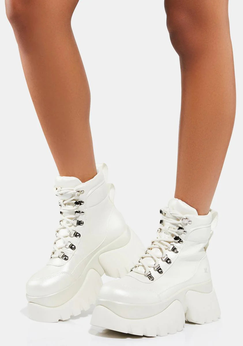 White Gooey Platform Boots
