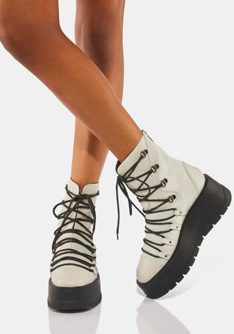 White Simone Wedge Boots