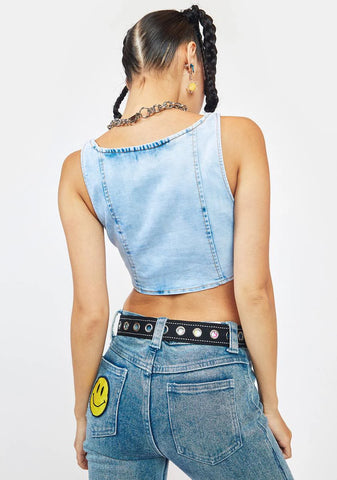 Take My Advice Denim Corset Top