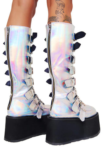 Iridescent Hologram Morpheus Platform Boots