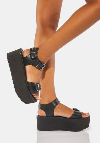 Black Chase Platform Sandals