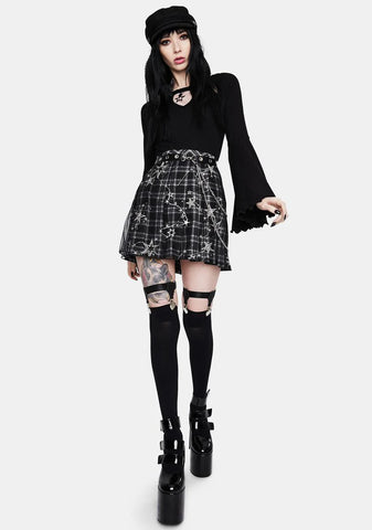 Plaid Distressed Mini Skirt