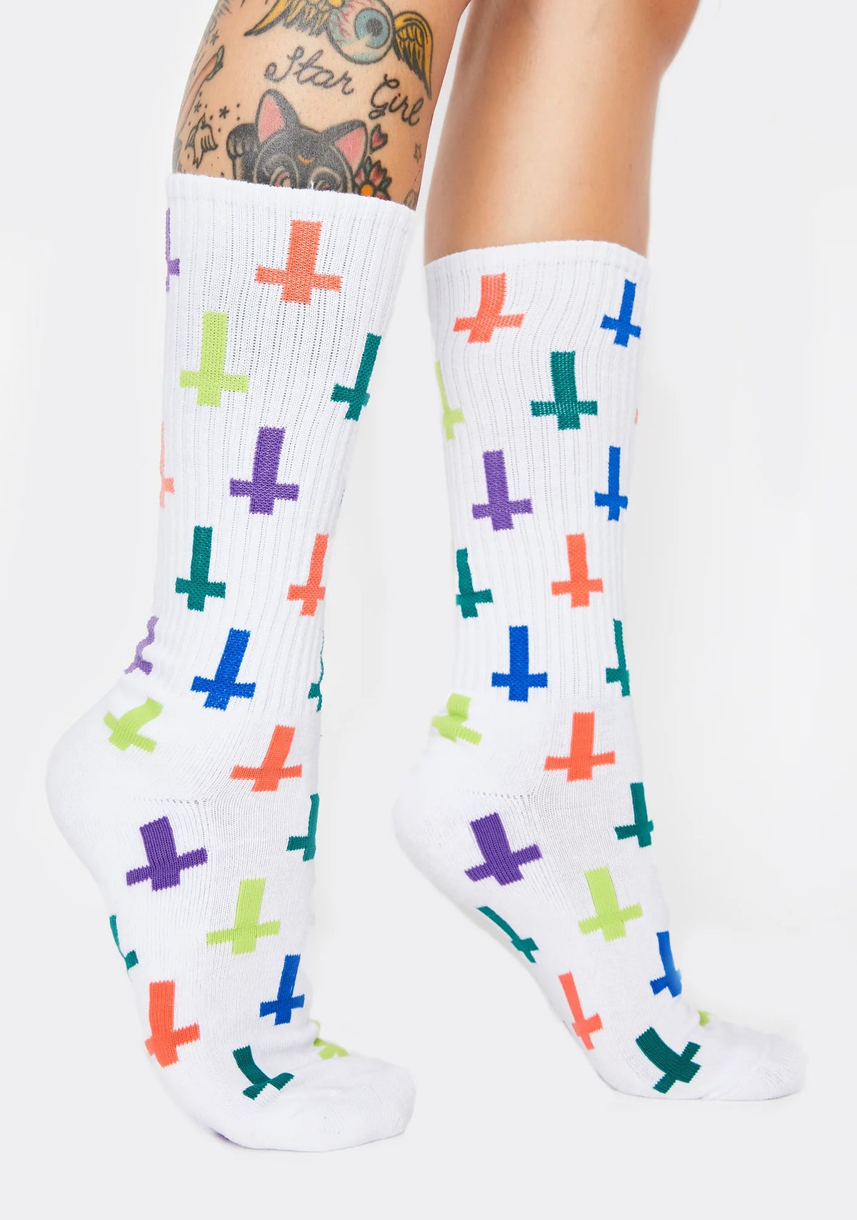 White Inversion Crew Socks