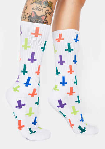 White Inversion Crew Socks