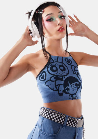 Mission Impuffable Denim Crop Top