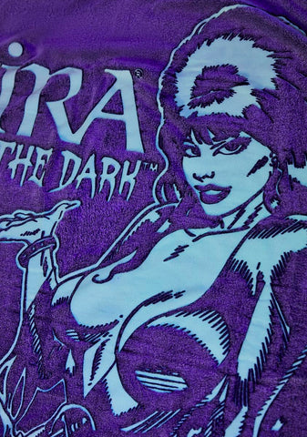 Elvira Comic Skull Glow In The Dark Blanket