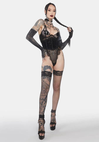 Obscene Kisses Fishnet Teddy