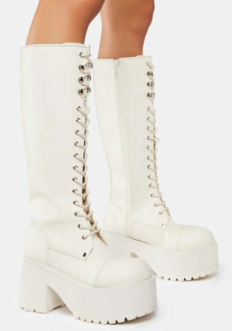 White Ranger-302 Knee High Boots