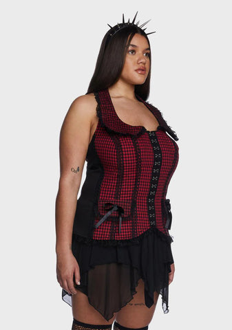 Plus Black And Red Bo Peep Halter Corset
