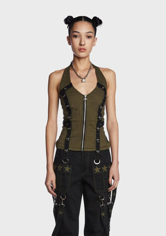 Army Multi Eyelet Corset Top