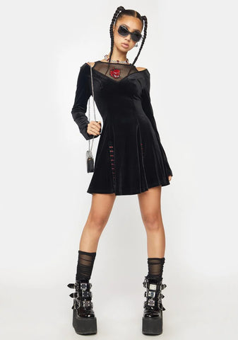 Satin Embroidered Mini Dress