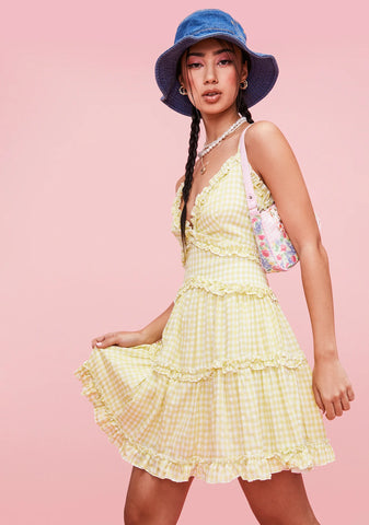 Lime Practically Perfect Gingham Mini Dress