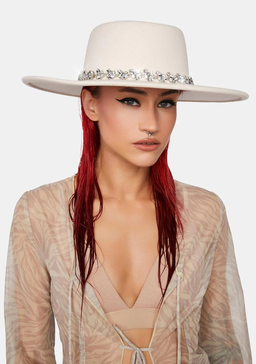 Ivory Never Too Glam Rhinestone Hat