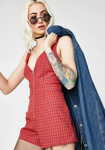 Mz Goodie Plaid Romper