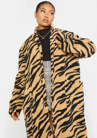 Tiger Sherpa Long Overcoat