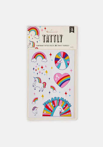 Rainbow Unicorns Tattoo Sheets