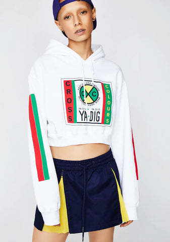 Label Logo Crop Hoodie