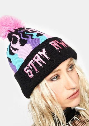 Stay Away Flame Pom Beanie