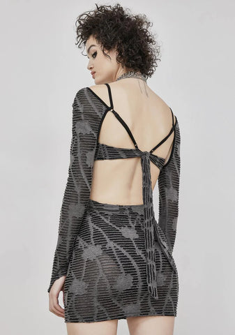 Reverb Sheer Matelasse Cutout Mini Dress