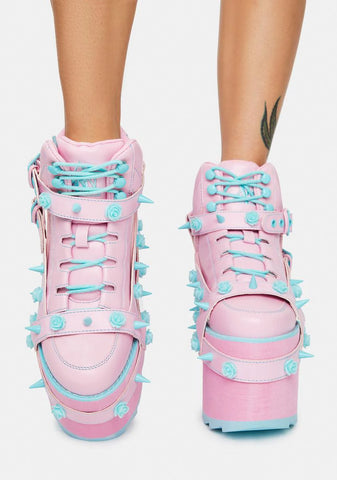 Baby Pink Qozmo Bondage Rose Platform Sneakers
