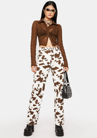 Lift Your Mood Cow Print Jeans