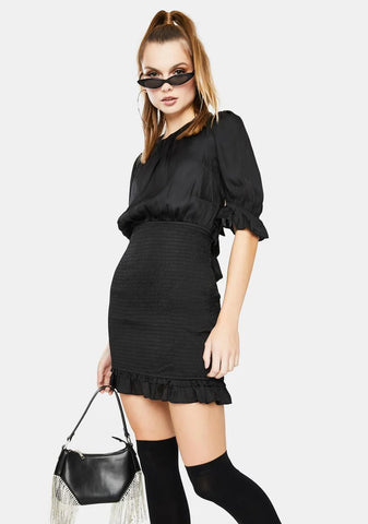 Silky Ruched Mini Dress