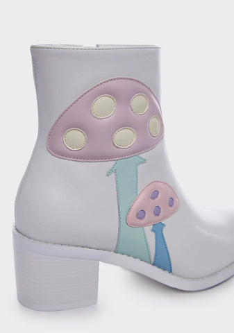White Shroom Ankle Boots