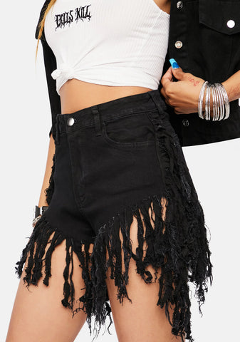 Not That Innocent Fringe Denim Shorts