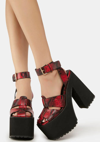 Red Lyric Platform Heels