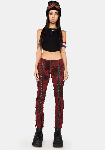 Modulation Red Acid Wash Skinny Jeans