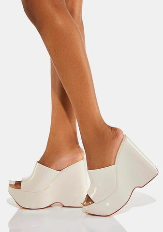 White Rolo Wedge Heels